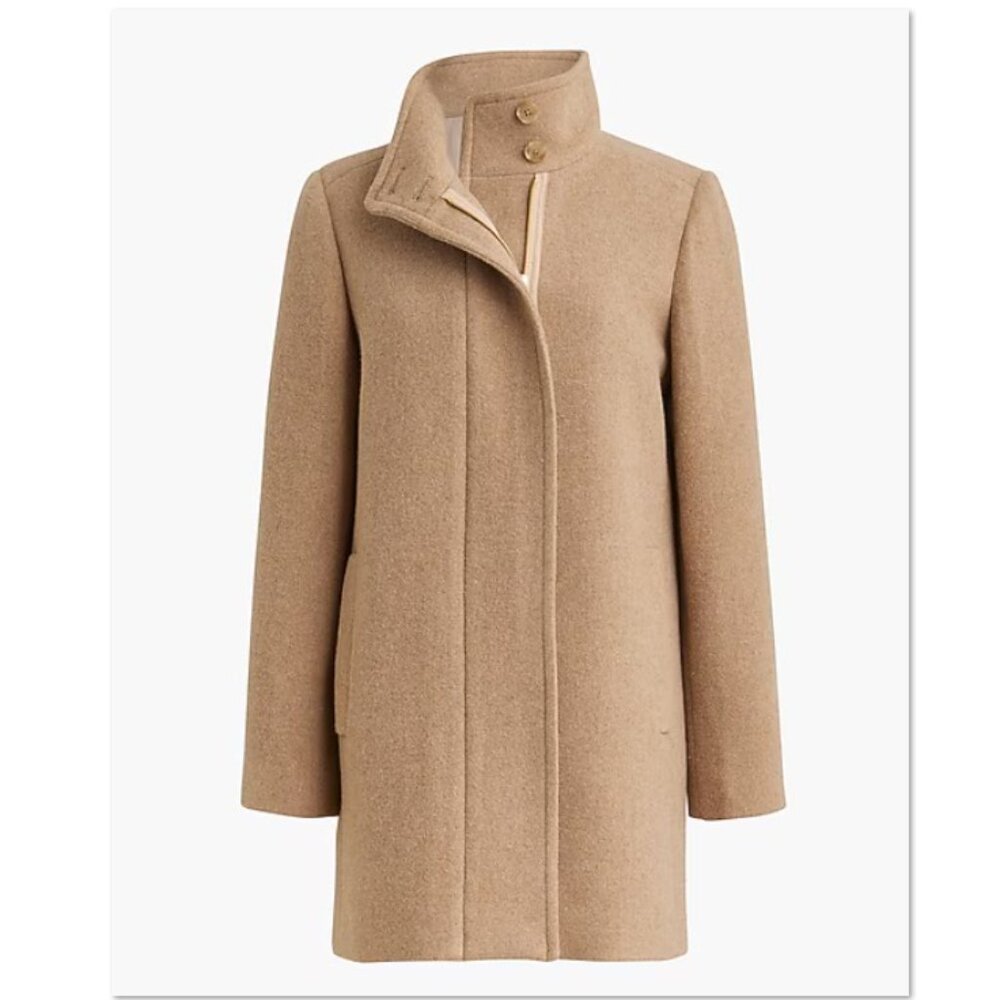 J. Crew Factory Button Neck City Coat Plus Size– Heather Acorn (Tan/Camel)